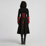 Winter Woolen Long Black Gothic Coat For Women Two Wear Imitation Fur Coat