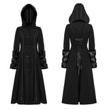 Winter Woolen Long Black Gothic Coat For Women Two Wear Imitation Fur Coat