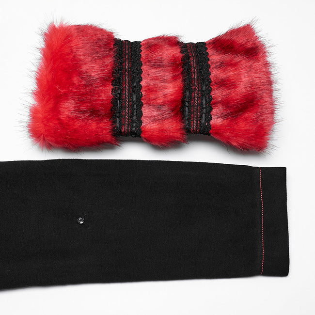 Winter Woolen Long Black Gothic Coat For Women Two Wear Imitation Fur Coat