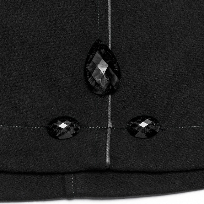 Winter Woolen Long Black Gothic Coat For Women Two Wear Imitation Fur Coat