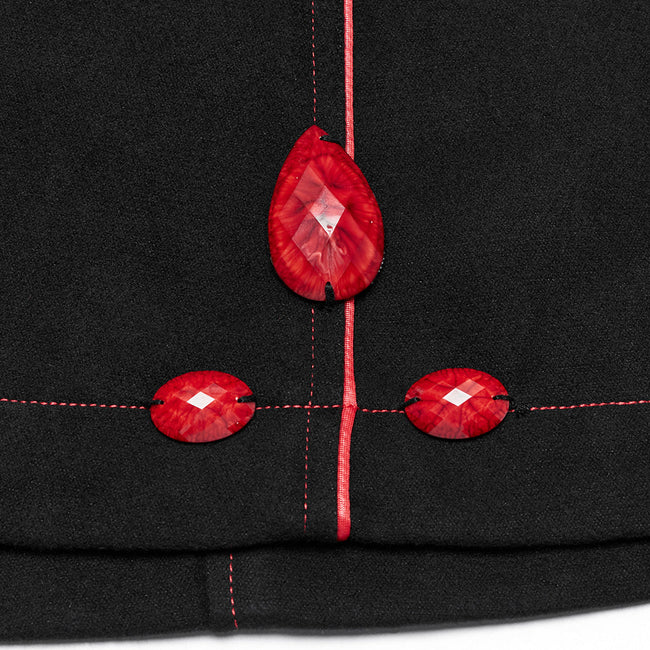 Winter Woolen Long Black Gothic Coat For Women Two Wear Imitation Fur Coat