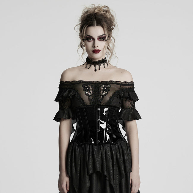 Goth leopard print patent leather corset