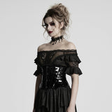 Goth leopard print patent leather corset