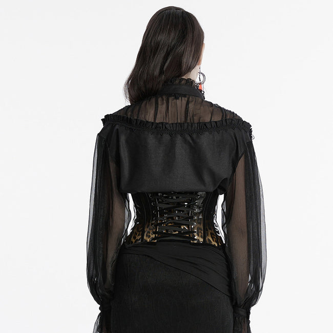 Goth leopard print patent leather corset