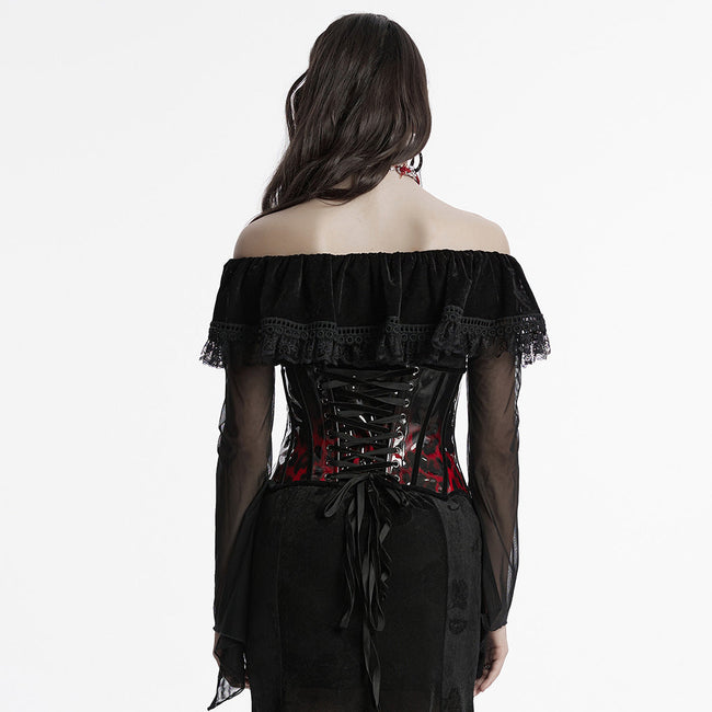 Goth leopard print patent leather corset