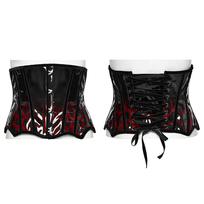 Goth leopard print patent leather corset