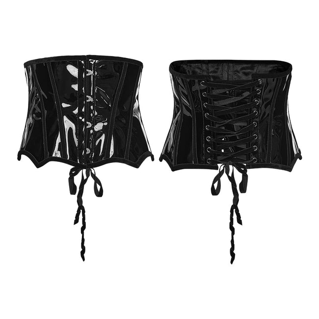 Goth leopard print patent leather corset