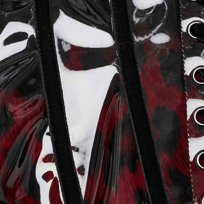 Goth leopard print patent leather corset
