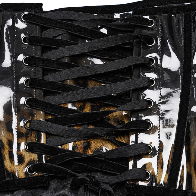 Goth leopard print patent leather corset