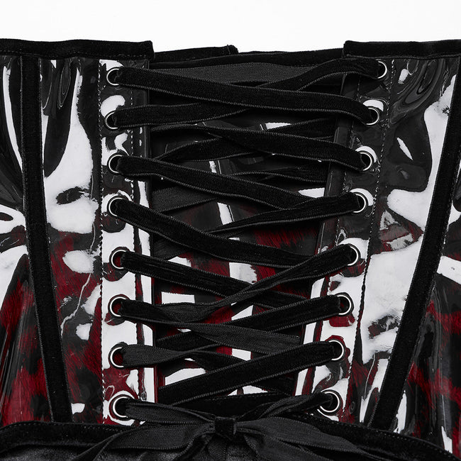 Goth leopard print patent leather corset