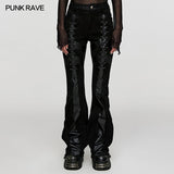 Punk suede flared pants