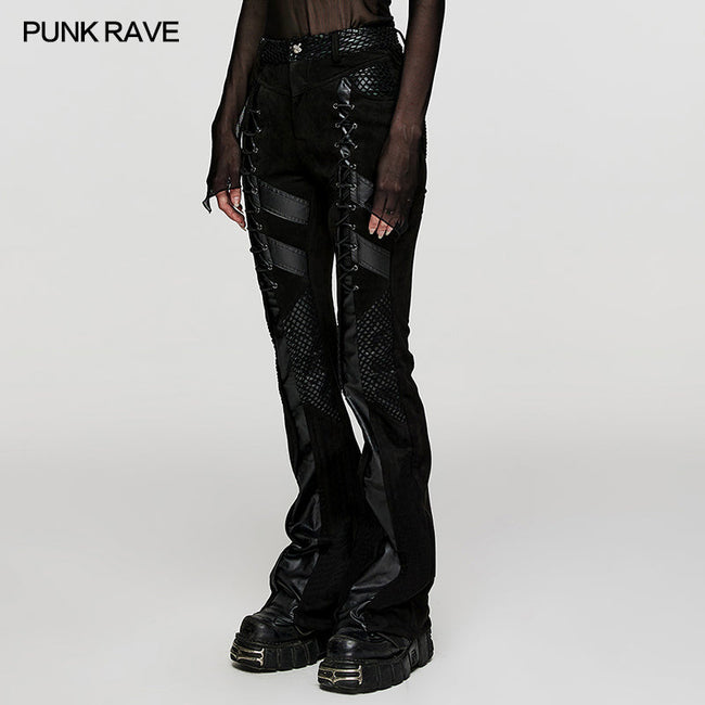 Punk suede flared pants