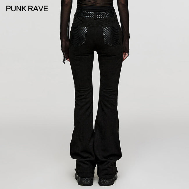 Punk suede flared pants