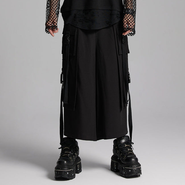 Cyberpunk wide leg cropped pants