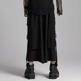 Cyberpunk wide leg cropped pants