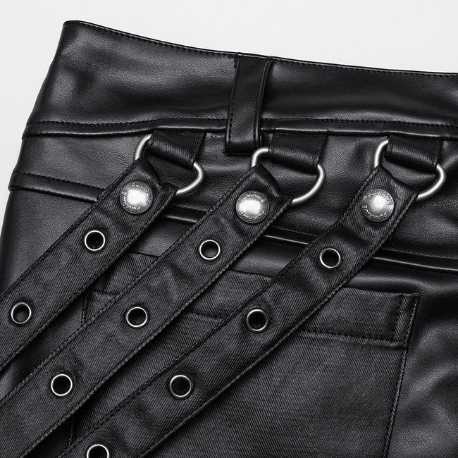 Punk street leather pants