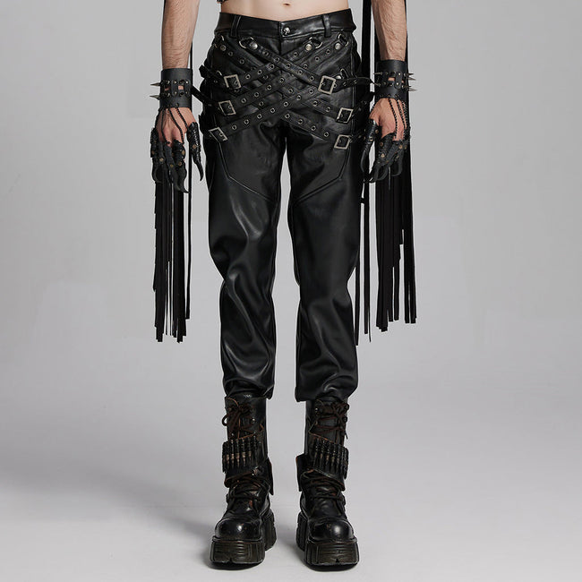 Punk street leather pants
