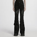 Punk hollow structured flared pants