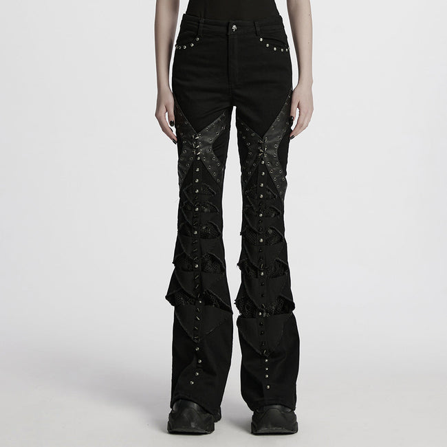 Punk hollow structured flared pants