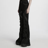 Punk hollow structured flared pants