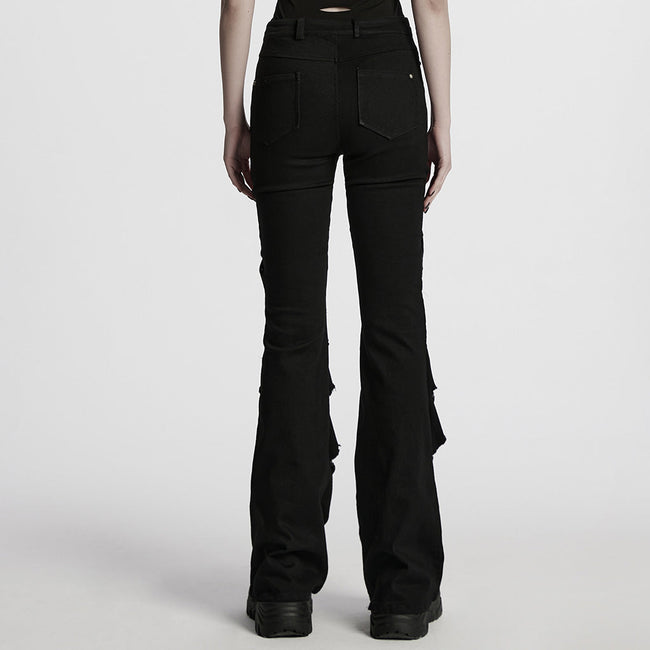 Punk hollow structured flared pants