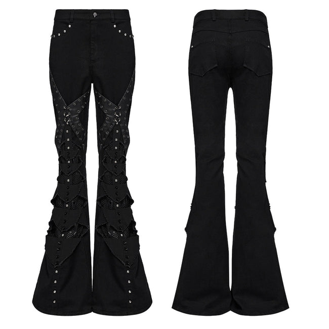 Punk hollow structured flared pants