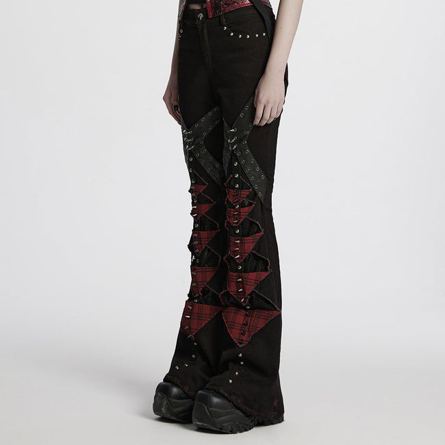 Punk hollow structured flared pants