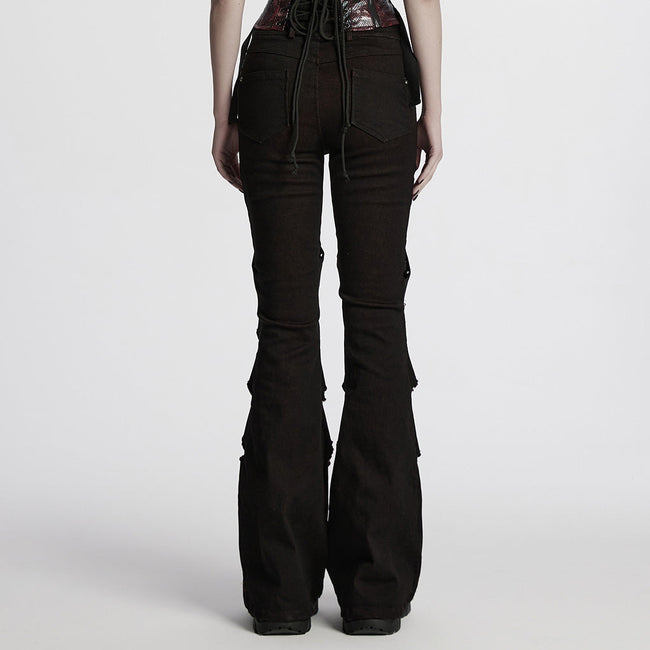 Punk hollow structured flared pants