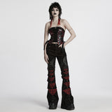 Punk hollow structured flared pants