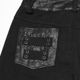 Punk street cracked leather pants