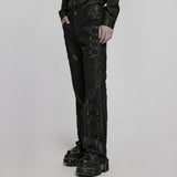 Punk street cracked leather pants