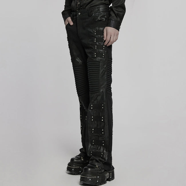 Punk street cracked leather pants