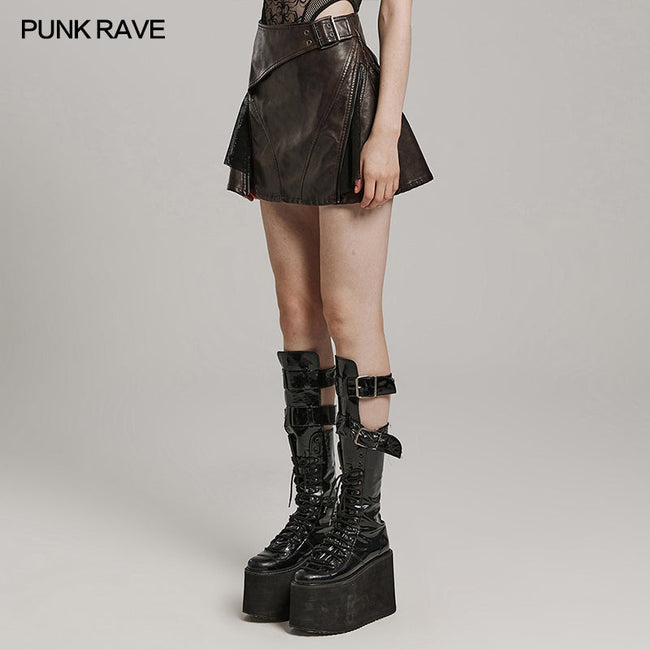 Punk Short Leather Skirt