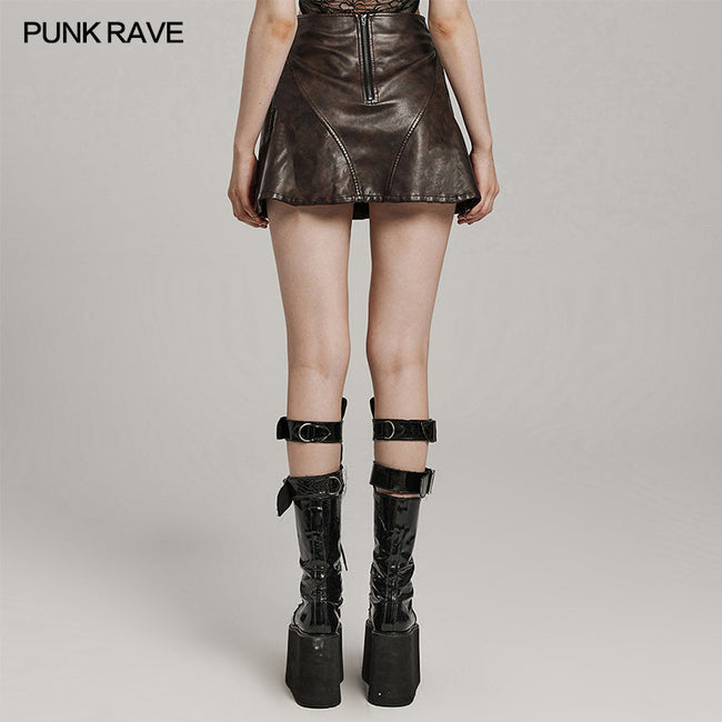 Punk Short Leather Skirt