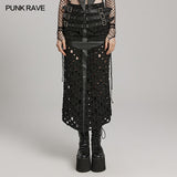 Punk cross hollowed slit skirt