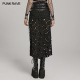 Punk cross hollowed slit skirt