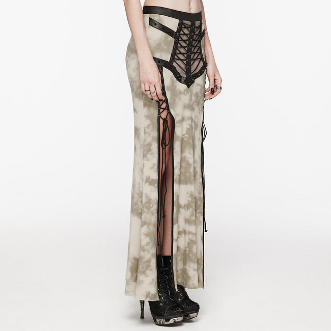 Punk cool drawstring slit skirt