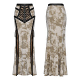 Punk cool drawstring slit skirt