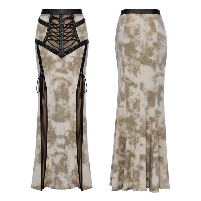 Punk cool drawstring slit skirt