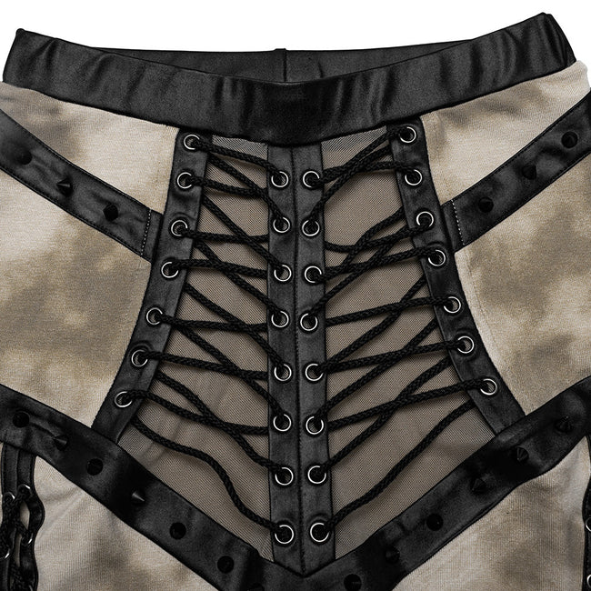Punk cool drawstring slit skirt