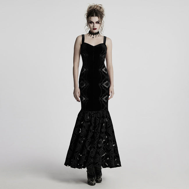 Gothic Retro Velvet Embroidered Dress