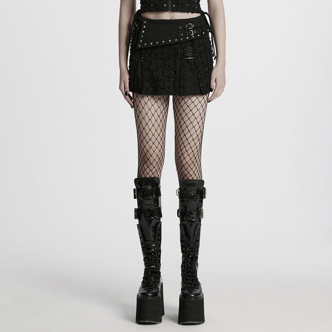 Decadent punk denim skirt