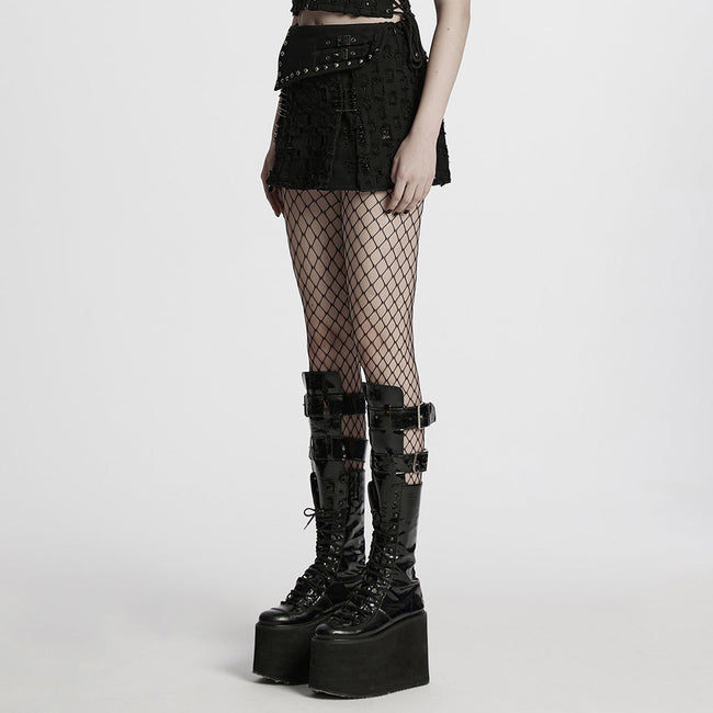 Decadent punk denim skirt