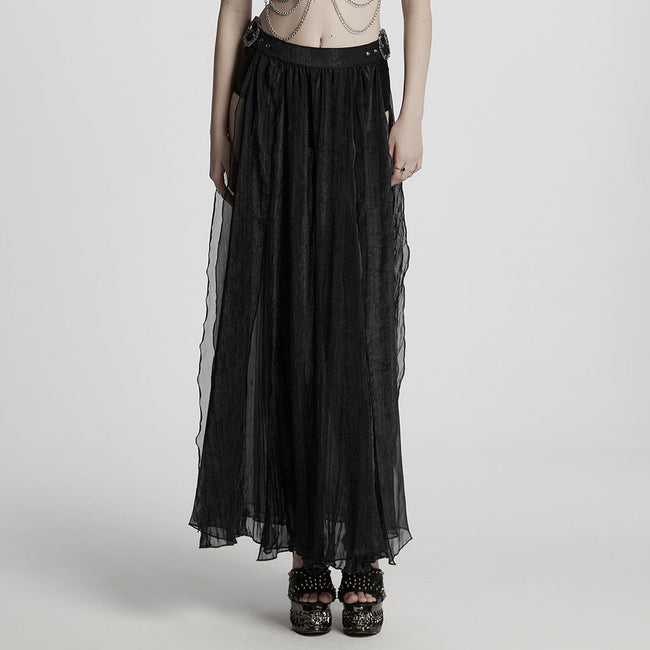 Gothic sexy goddess chiffon long skirt