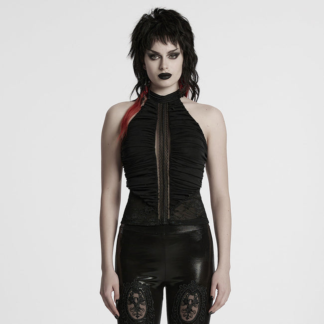 Gothic pleated halter neck top