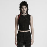 Punk tattered iron ring vest