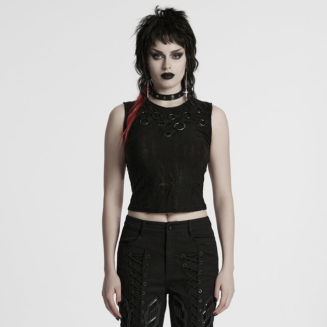 Punk tattered iron ring vest