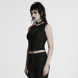 Punk tattered iron ring vest