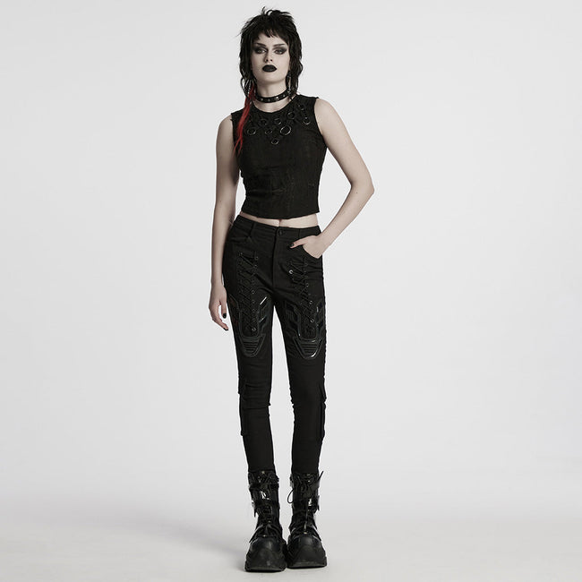 Punk tattered iron ring vest