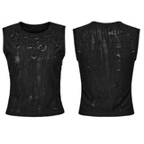 Punk tattered iron ring vest